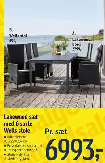 Føtex Lakewood sæt med 6 sorte Wells stole tilbud