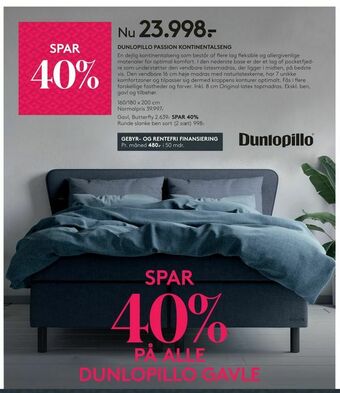 SengeSpecialisten Dunlopillo passion kontinentalseng tilbud