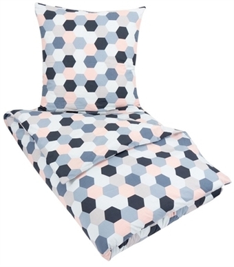 Sengetøj 200x220 cm - cube multi - mønstret sengesæt - 100% bomuld - borg living dobbelt dynebetræk