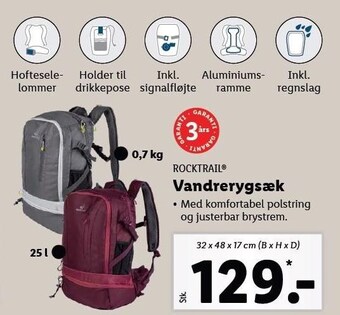 Lidl Rocktrail vandrerygsæk tilbud