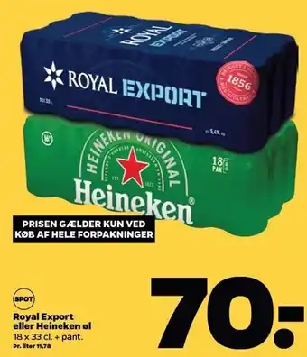 Netto Royal export el. heineken øl tilbud