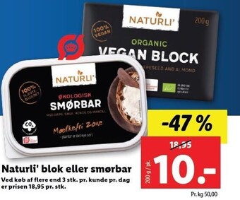 Lidl Naturli' blok eller smørbar tilbud