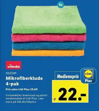 Lidl Vileda mikrofiberklude 4-pak tilbud