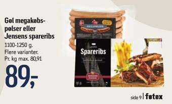 Føtex Gøl megakøbspølser el. jensens spareribs tilbud
