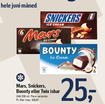 Føtex Mars, snickers, bounty el. twix isbar tilbud