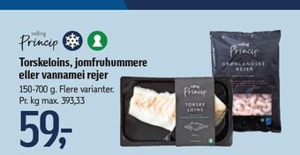 Føtex Torskeloins, jomfruhummere el. vannamei rejer tilbud