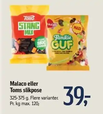 Føtex Malaco el. toms slikpose tilbud