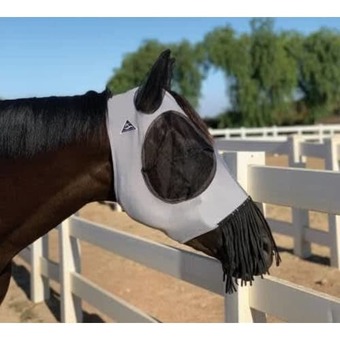 Lycra fluemaske m frynser charcoal