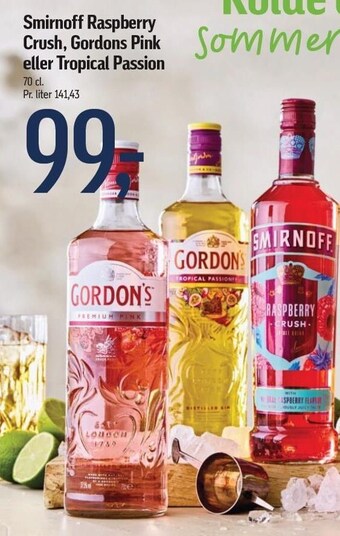 Føtex Smirnoff raspberry, crush, gordons pink eller tropical passion tilbud
