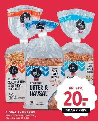 MENY Sigdal knækbrød tilbud