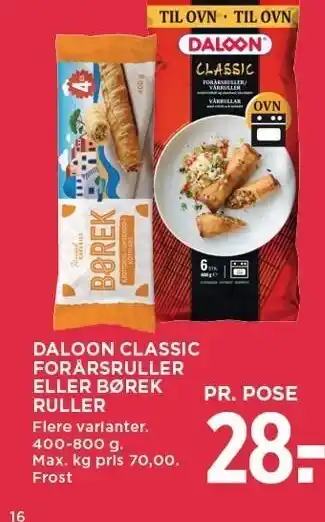 MENY Daloon classic forårsruller eller børek ruller tilbud