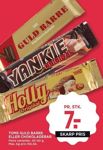 MENY Toms guld barre eller chokoladebar tilbud
