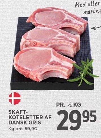 MENY Skaftkoteletter af dansk gris tilbud
