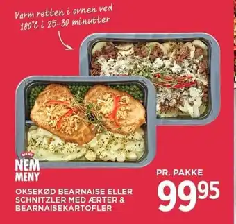 Oksekød bearnaise eller schnitzler med ærter & bearnaisekartofler