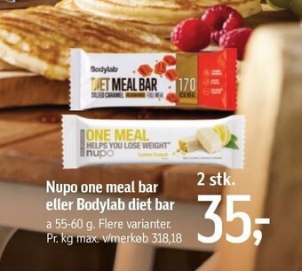Føtex Nupo one meal bar eller bodylab diet bar tilbud