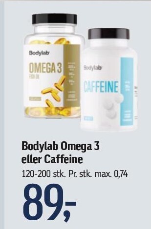 Føtex Bodylab omega 3 eller caffeine tilbud