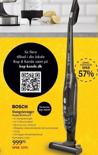 Kop & Kande Bosch stangstøvsuger tilbud