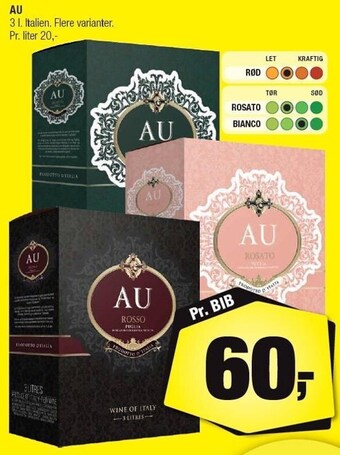 Au 3 l. flere varianter