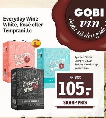 SPAR Everyday Wine White, Rosé eller Tempranillo tilbud