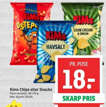 SPAR Kims Chips eller Snacks tilbud