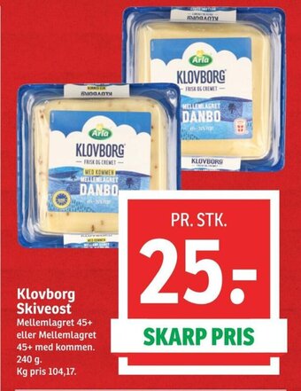 SPAR Klovborg Skiveost tilbud