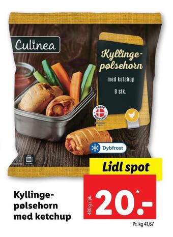 Lidl Kyllingepølsehorn med ketchup tilbud