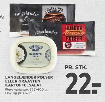MENY Langelænder pølser eller graasten kartoffelsalat tilbud