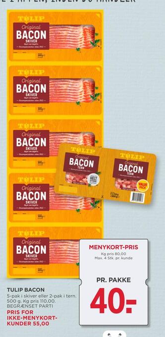 MENY Tulip bacon tilbud