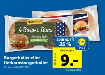 Lidl Burgerboller eller flerkornsburgerboller tilbud
