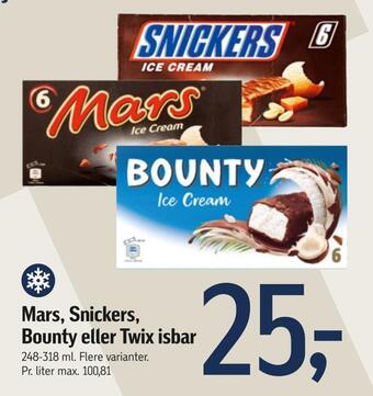 Føtex Mars, snickers, bounty eller twix isbar tilbud