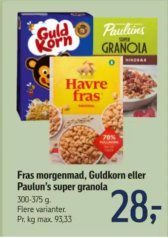 Fras morgenmad, guldkorn eller paulun's super granola