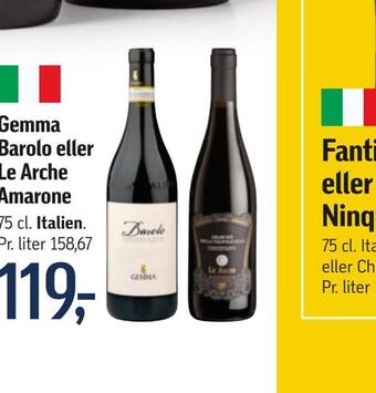 Føtex Gemma barolo eller le arche amarone tilbud