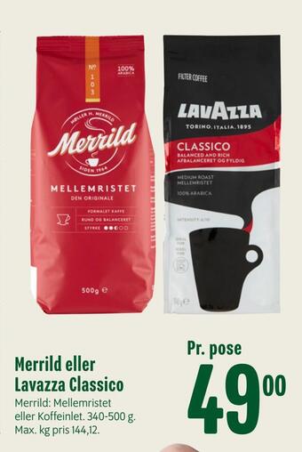 Min Købmand Merrild eller lavazza classico tilbud