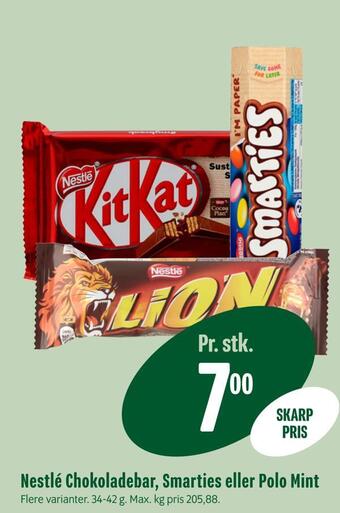 Min Købmand Nestlé chokoladebar, smarties eller polo mint tilbud