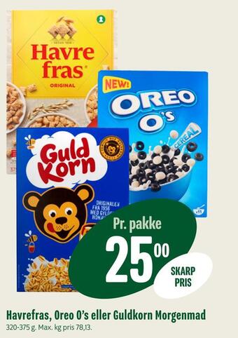 Min Købmand Havrefras, oreo o's eller guldkorn morgenmad tilbud