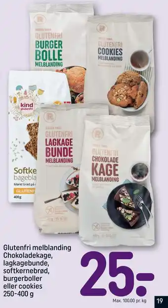 REMA 1000 Glutenfri melblanding chokoladekage, lagkagebunde, softkernebrød, burgerboller eller cookies tilbud