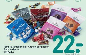 REMA 1000 Toms karameller eller anthon berg poser tilbud