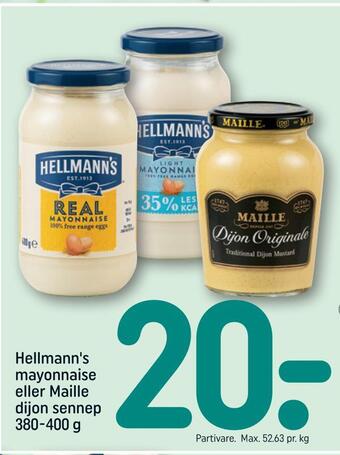 REMA 1000 Hellmann's mayonnaise eller maille dijon sennep tilbud