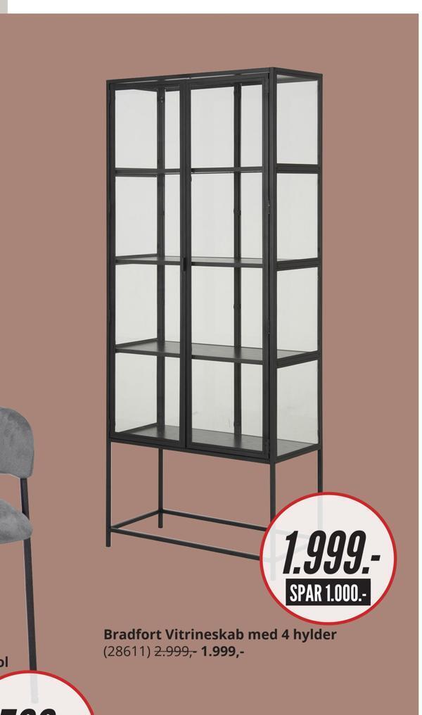 My Home Bradfort vitrineskab med 4 hylder tilbud