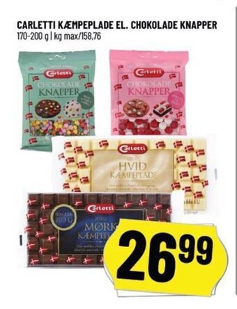 Løvbjerg CARLETTI KÆMPEPLADE EL. CHOKOLADE KNAPPER tilbud