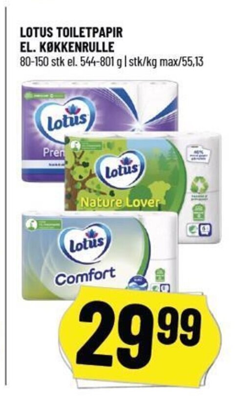 Løvbjerg LOTUS TOILETPAPIR EL. KØKKENRULLE tilbud