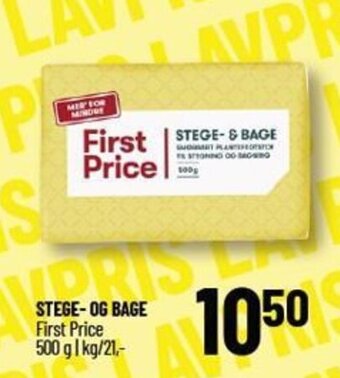 STEGE-OG BAGE First Price