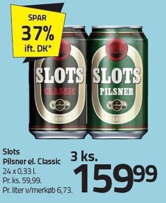 Fleggaard Slots pilsner el. classic 3 ks. tilbud
