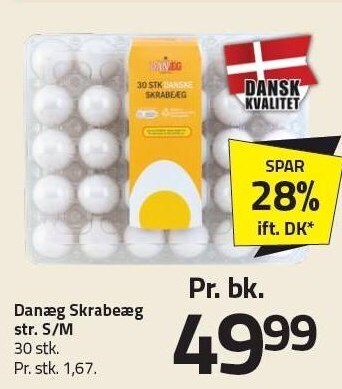 Fleggaard Danæg skrabeæg str s/m 30 stk tilbud