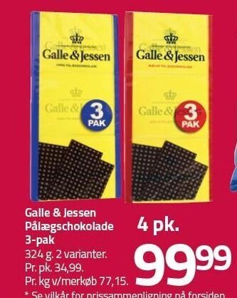 Fleggaard Galle & jessen pålægschokolade 4 pk. tilbud