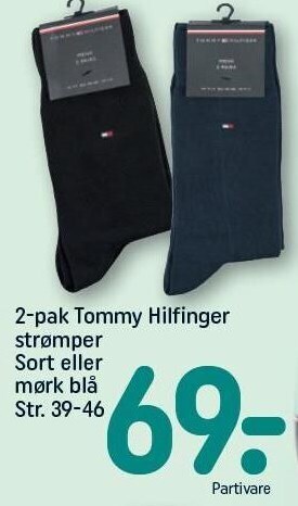 REMA 1000 2-pak tommy hilfiger strømper sort eller mørk blå str. 39-46 tilbud