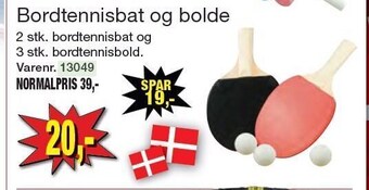 Bordtennisbat og bolde