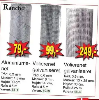 Rancho aluminiumsnet eller volierenet galvaniseret