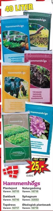Hammenhogs plantejord, dækbark, topdress, naturgødning, sphagnum eller økologisk plantesæk
