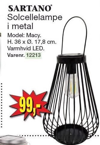 Harald Nyborg Sartano solcellelampe i metal tilbud